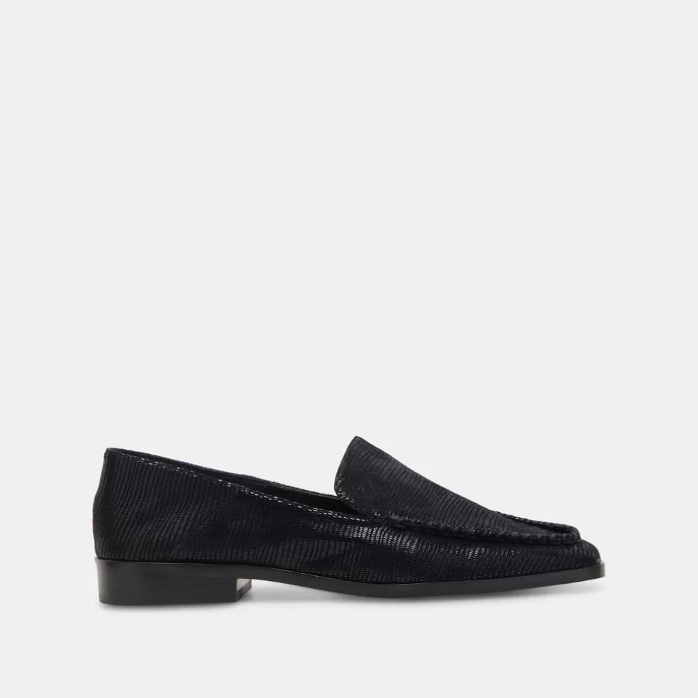 DOLCE VITA Beny Flats Onyx Embossed Leather