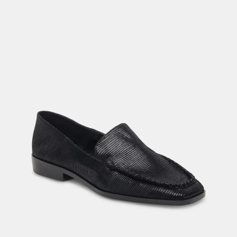 DOLCE VITA Beny Flats Onyx Embossed Leather
