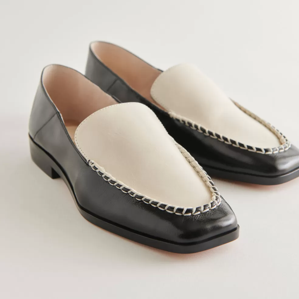 DOLCE VITA Beny Flats White Black Crinkle Patent