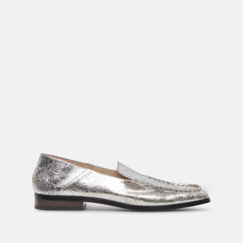 DOLCE VITA Beny Wide Flats Silver Distressed Leather