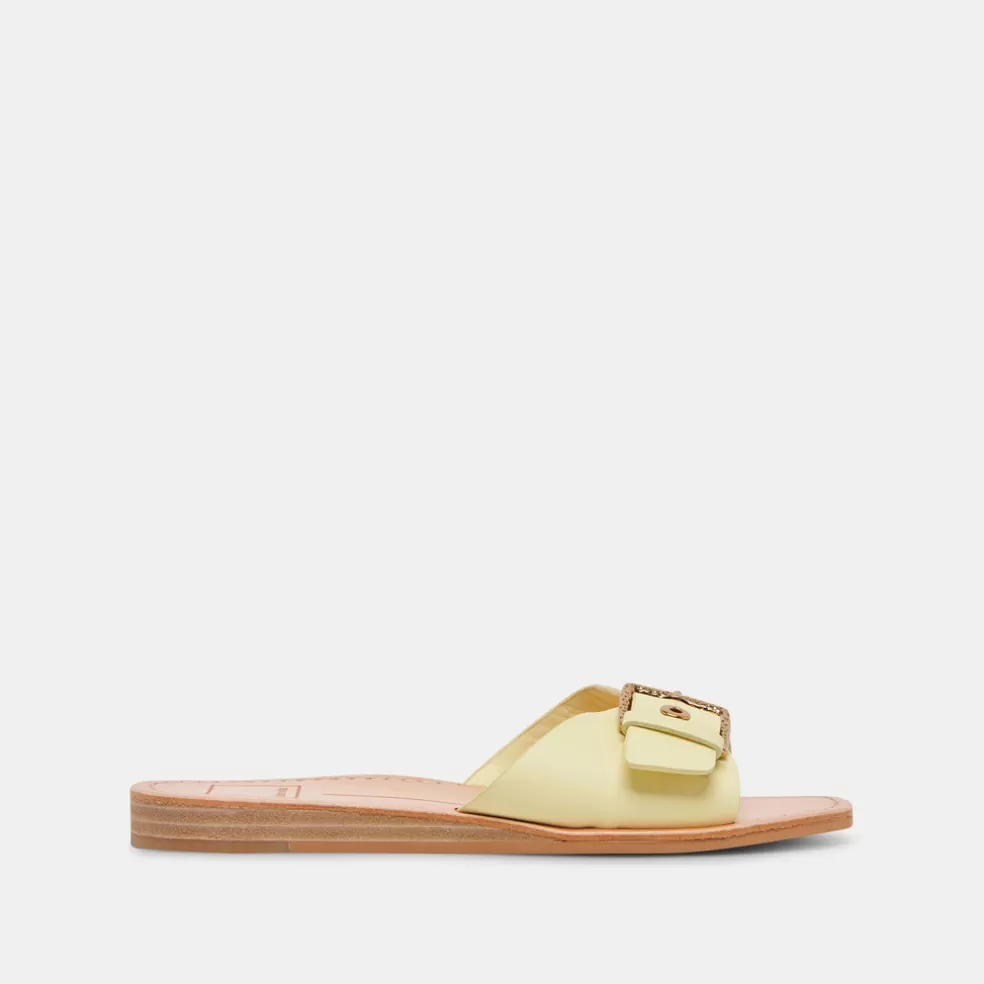 DOLCE VITA Cabana Sandals Lemon Cream Leather