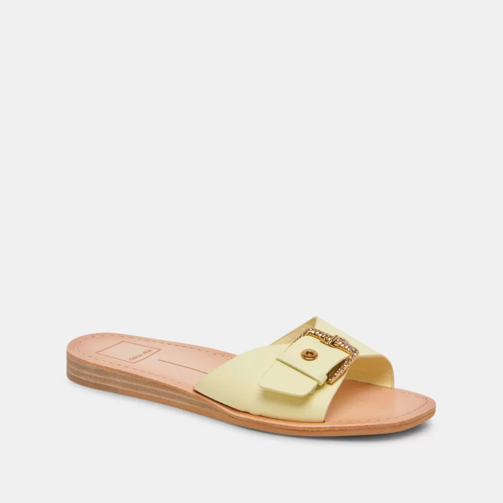 DOLCE VITA Cabana Sandals Lemon Cream Leather
