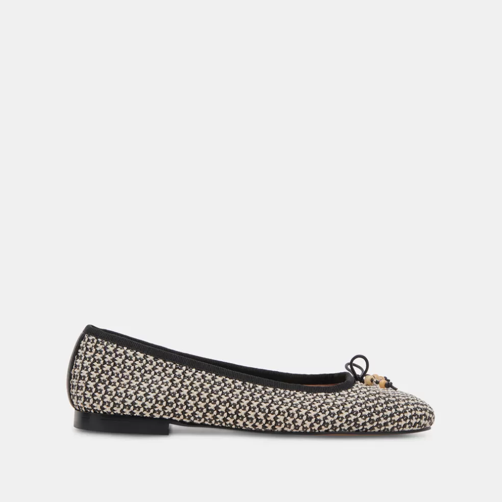 DOLCE VITA Cacy Ballet Flats White Black Raffia