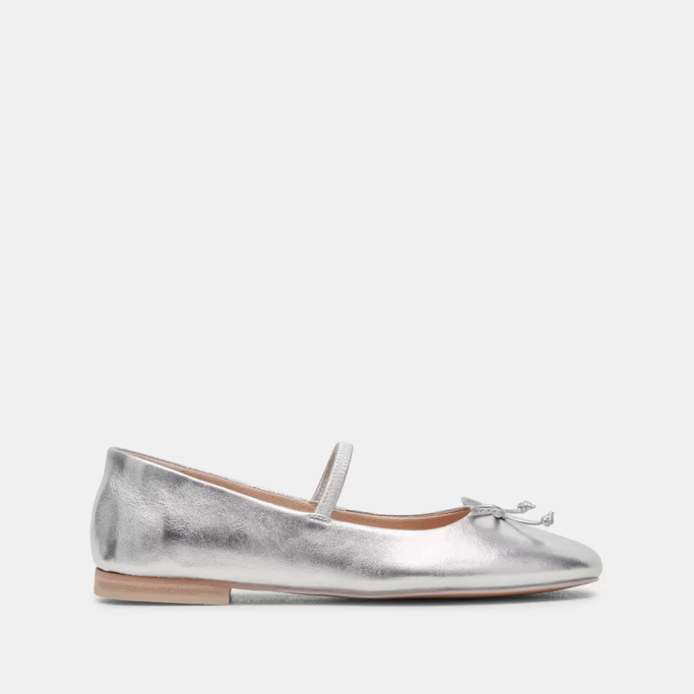 DOLCE VITA Carin Ballet Flats Silver Metallic Leather