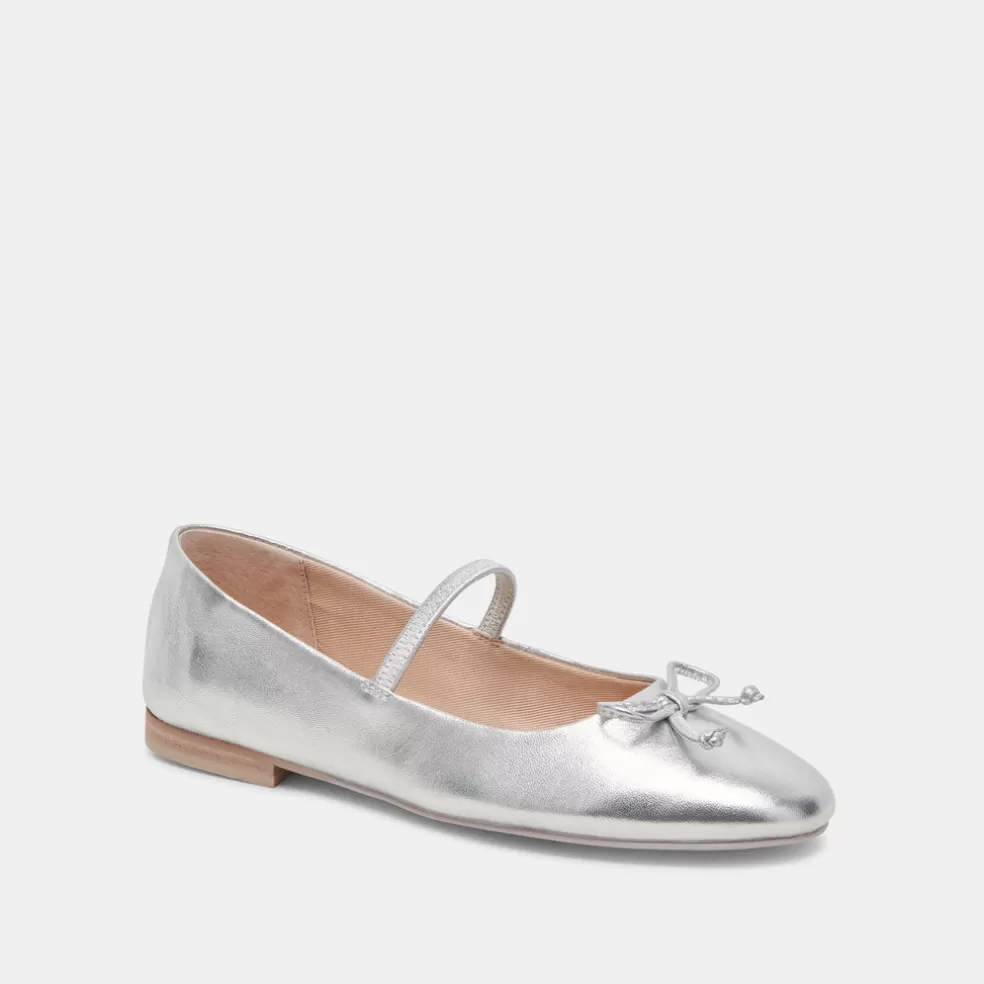 DOLCE VITA Carin Ballet Flats Silver Metallic Leather