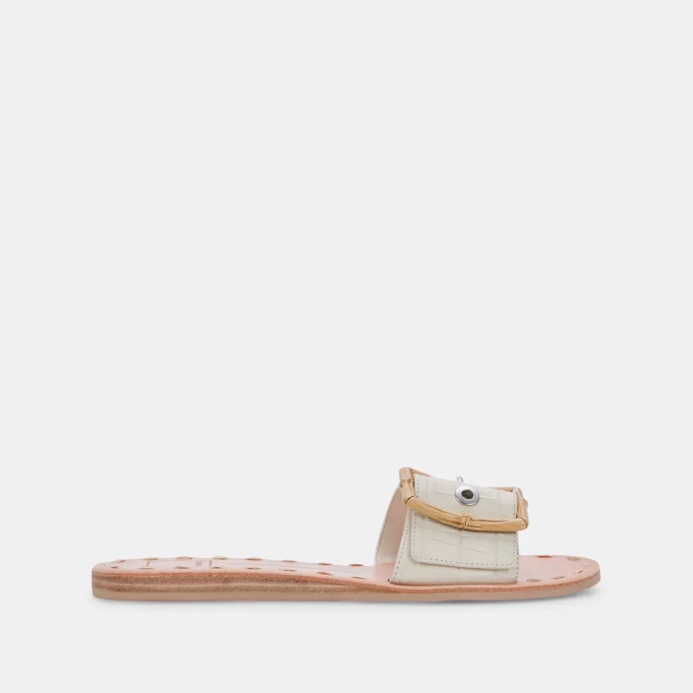 DOLCE VITA Dasa Sandals Eggshell Embossed Leather
