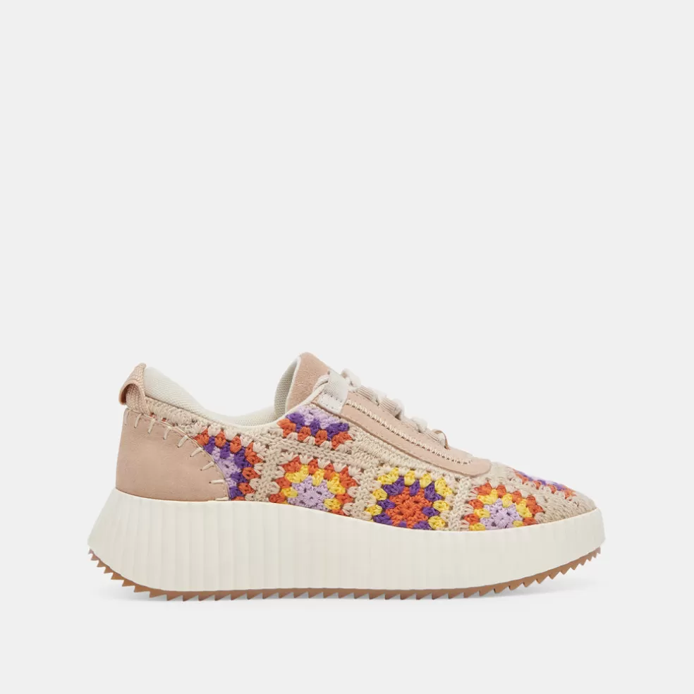 DOLCE VITA Dolen Crochet Sneakers Purple Floral Crochet
