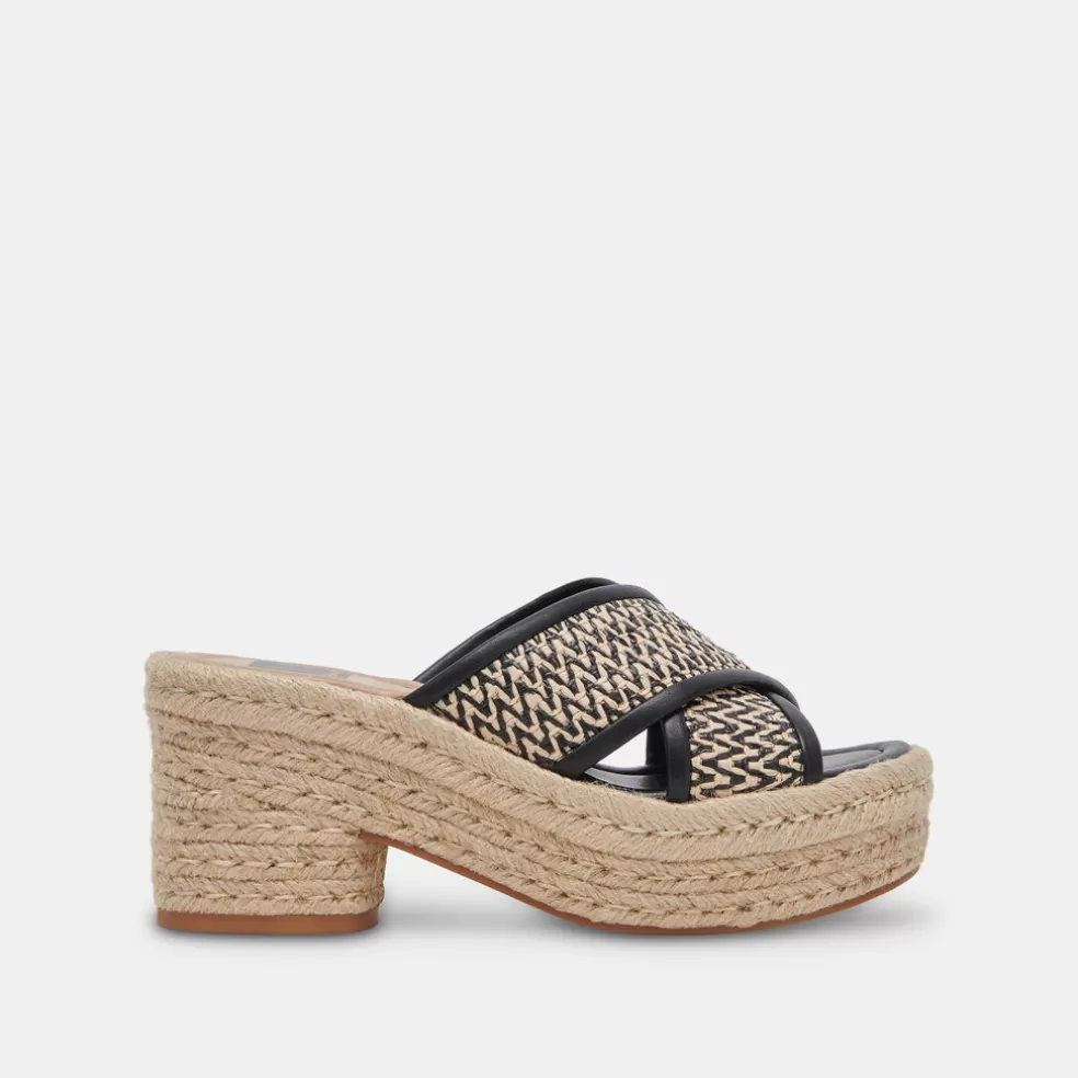 DOLCE VITA Eldora Heels White Black Raffia