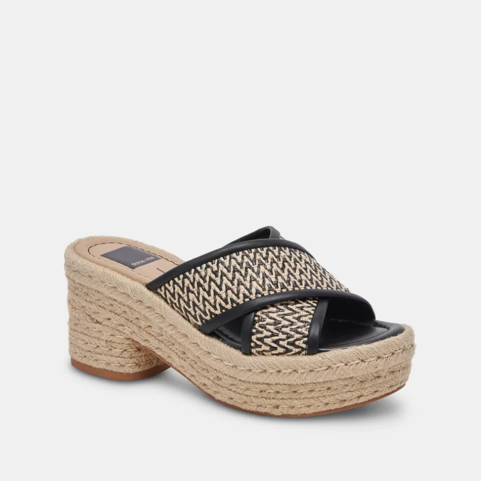DOLCE VITA Eldora Heels White Black Raffia