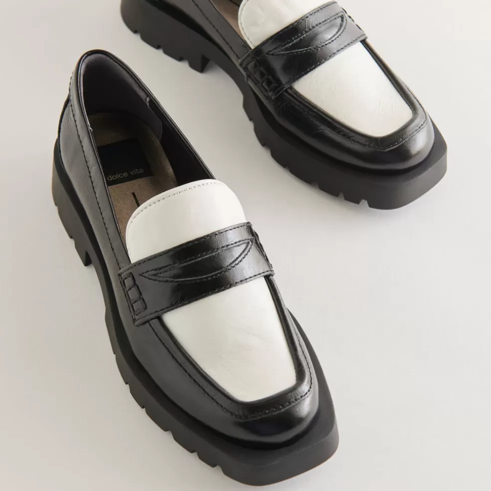DOLCE VITA Elias Flats Black White Crinkle Patent