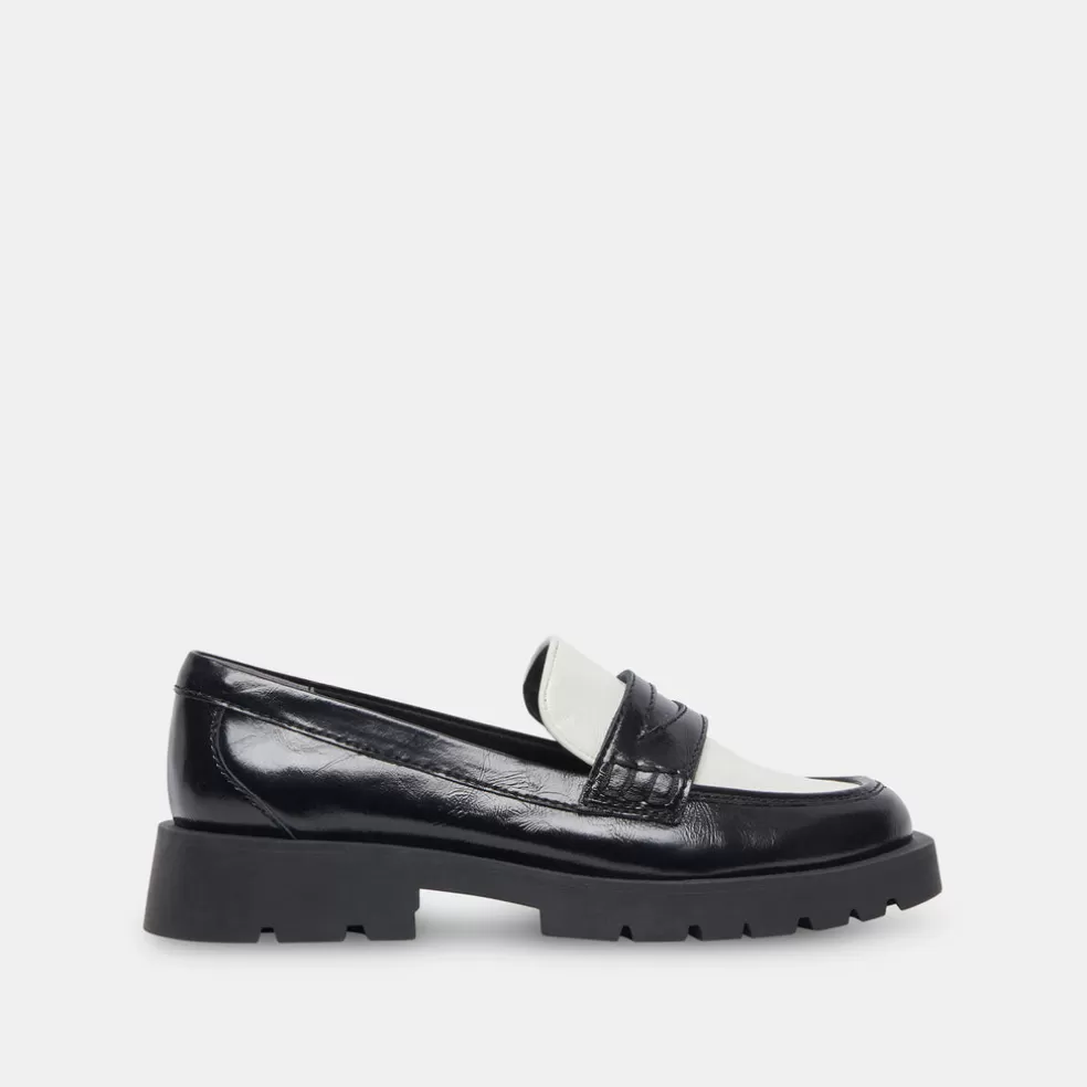 DOLCE VITA Elias Flats Black White Crinkle Patent