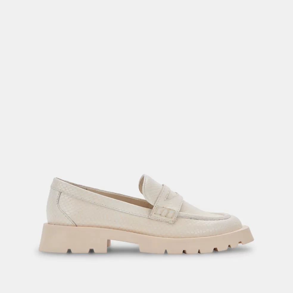 DOLCE VITA Elias Flats Ivory Embossed Leather