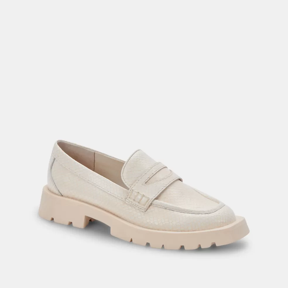 DOLCE VITA Elias Flats Ivory Embossed Leather