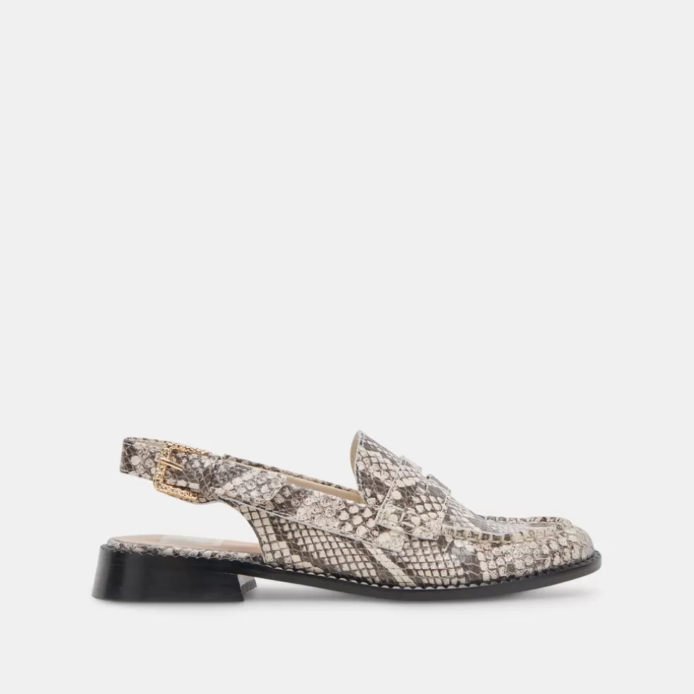 DOLCE VITA Hardi Loafers Black White Embossed Snake