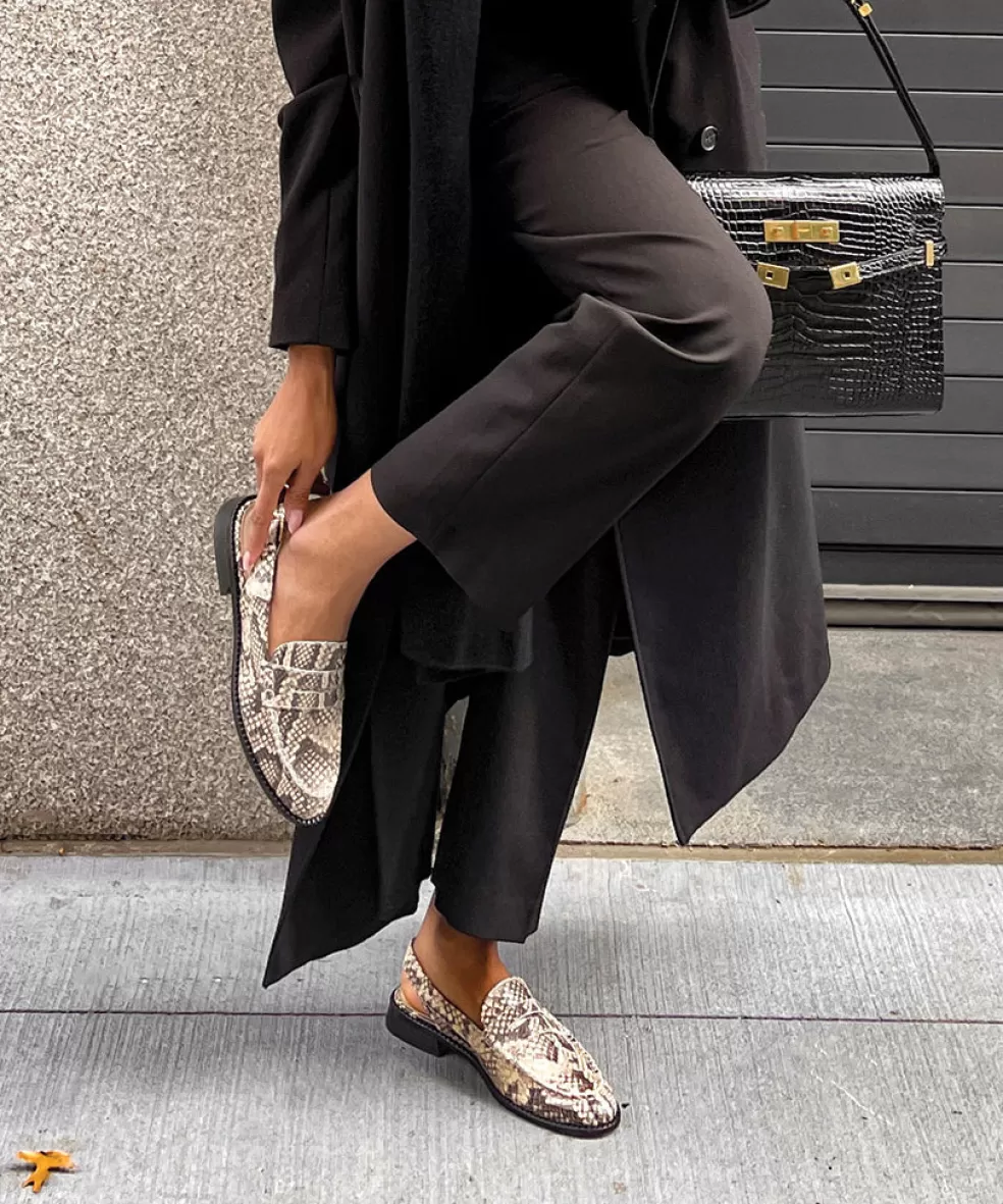 DOLCE VITA Hardi Loafers Black White Embossed Snake