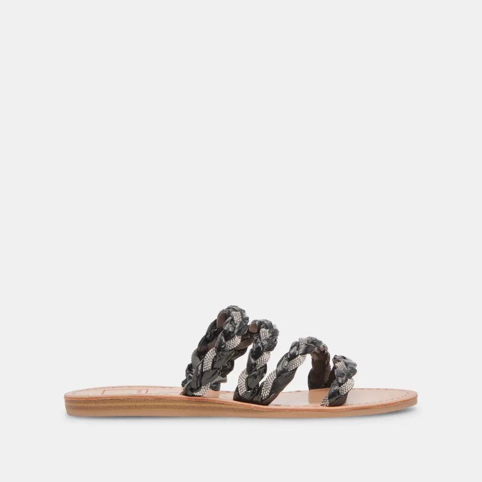 DOLCE VITA Khloe Sandals Black Rhinestone
