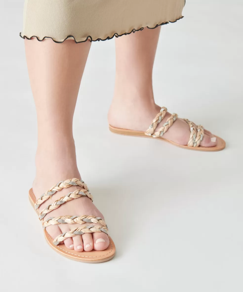 DOLCE VITA Khloe Sandals Natural Rhinestone