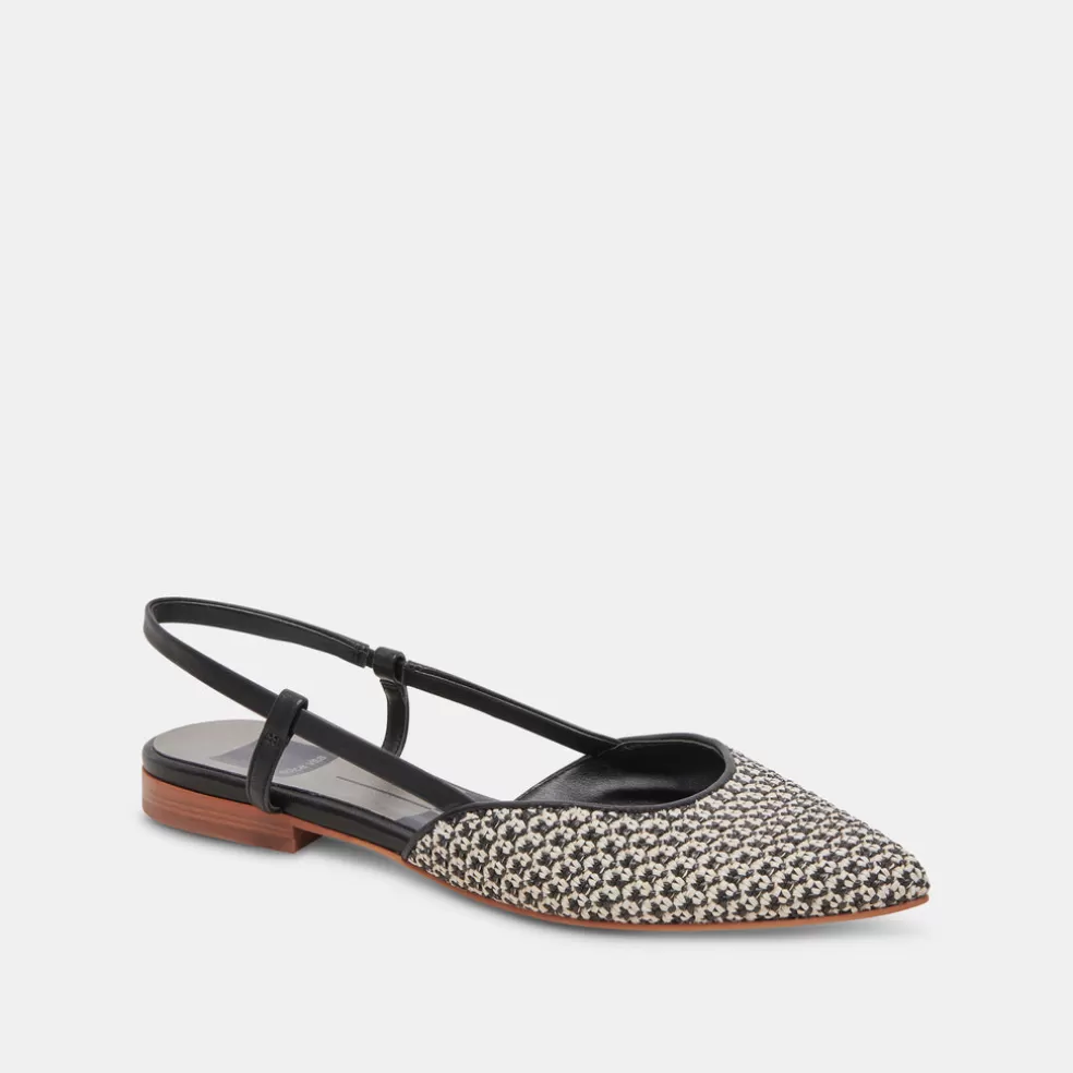 DOLCE VITA Narah Flats Black Natural Raffia