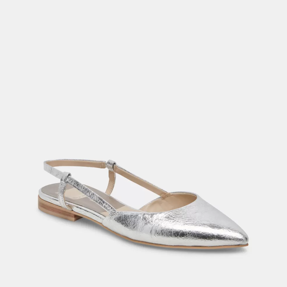DOLCE VITA Narah Flats Silver Metallic Leather