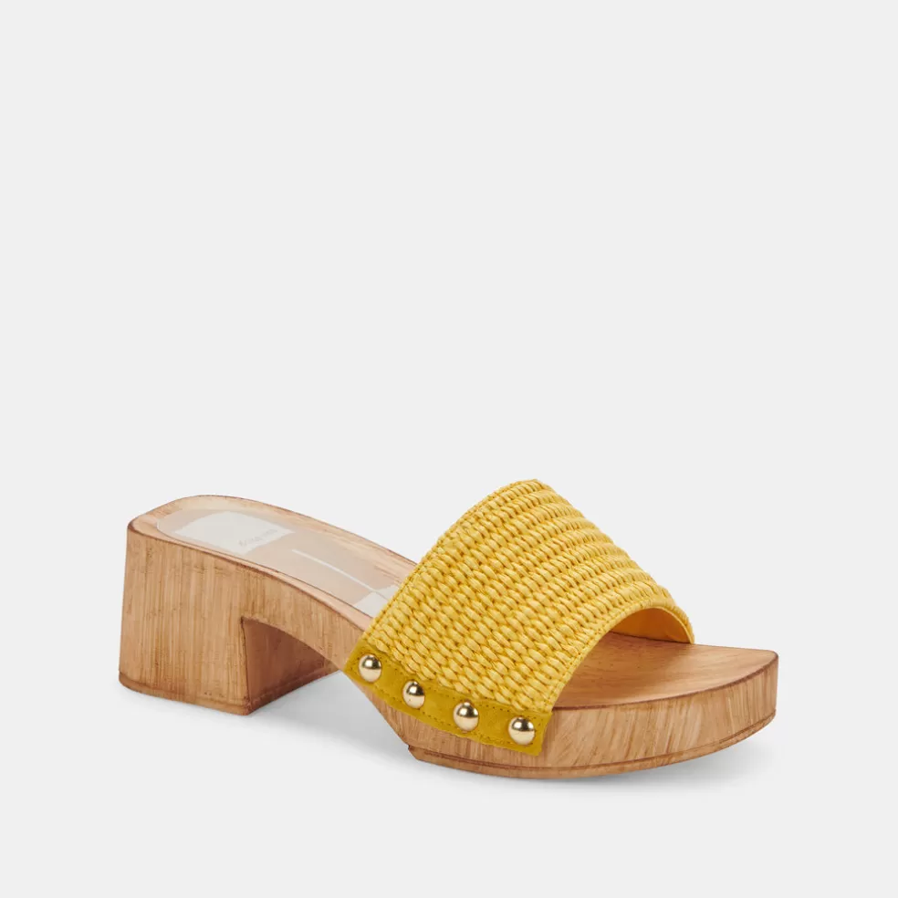 DOLCE VITA Oakley Heels Yellow Raffia