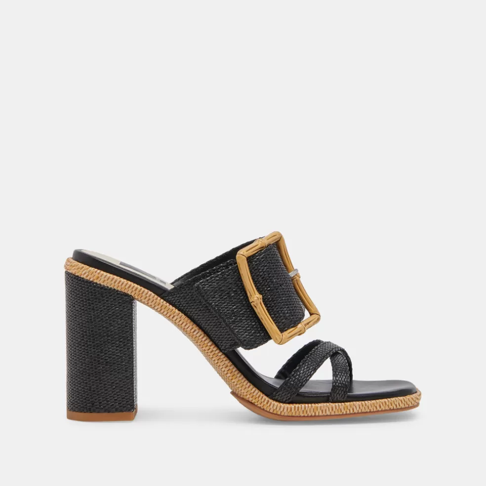 DOLCE VITA Onnie Heels Onyx Raffia