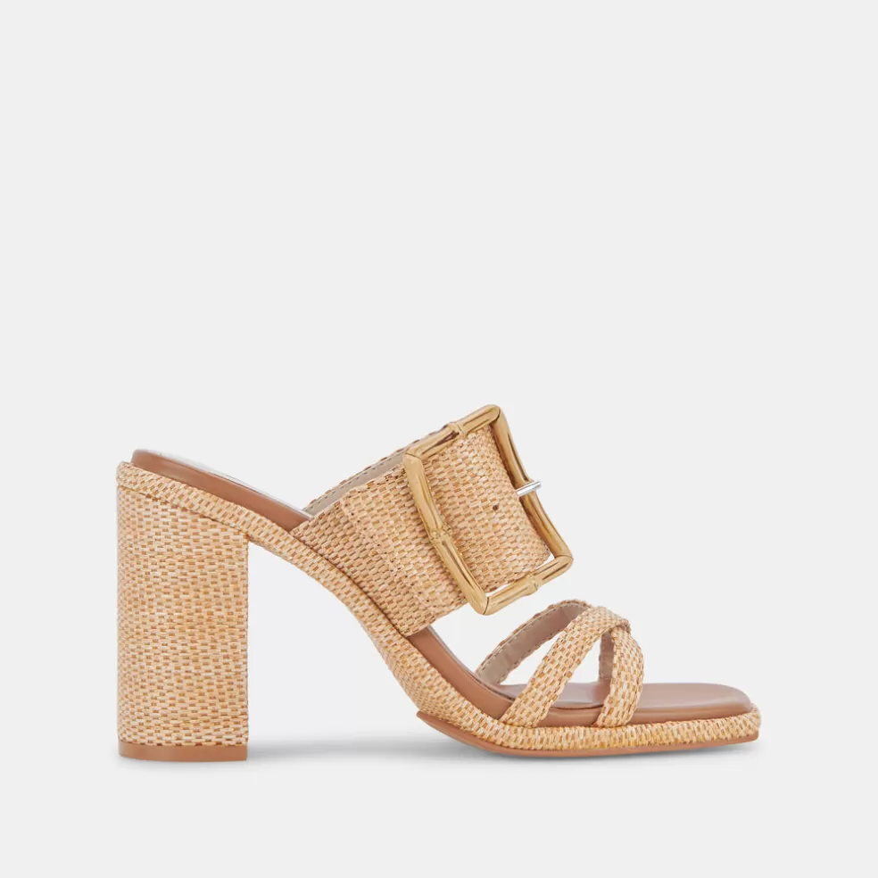 DOLCE VITA Onnie Wide Heels Warm Natural Raffia