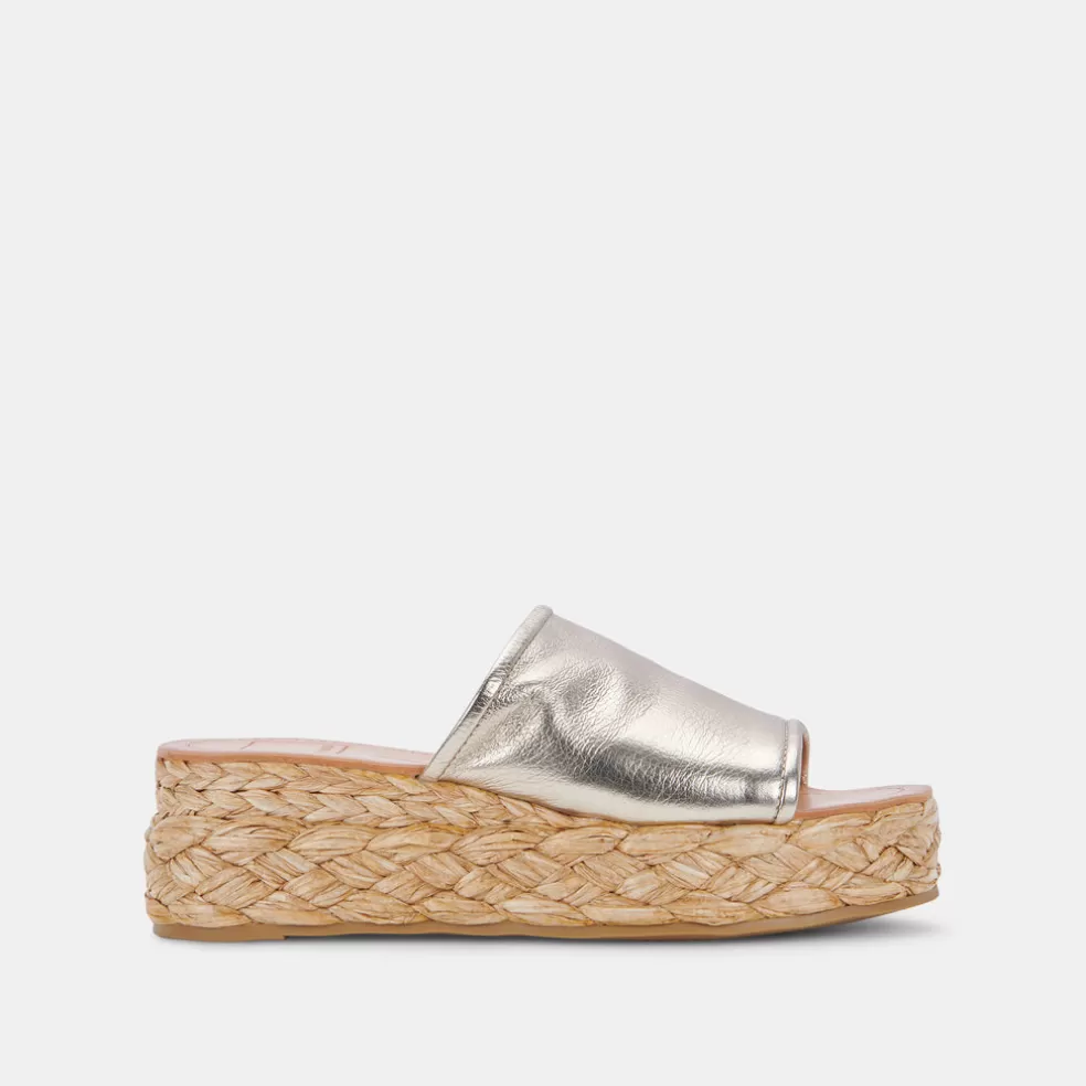 DOLCE VITA Pablos Sandals Light Gold Metallic Leather