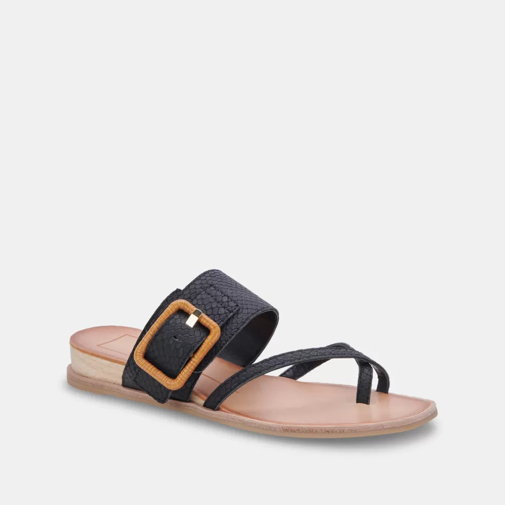 DOLCE VITA Perris Sandals Black Embossed Leather