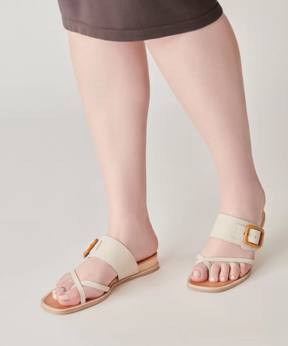 DOLCE VITA Perris Sandals Ivory Embossed Leather