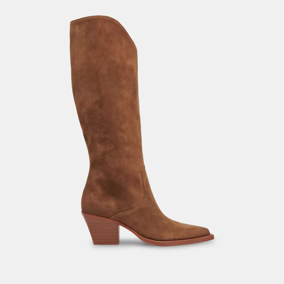 DOLCE VITA Raj Wide Calf Boots Brown Suede