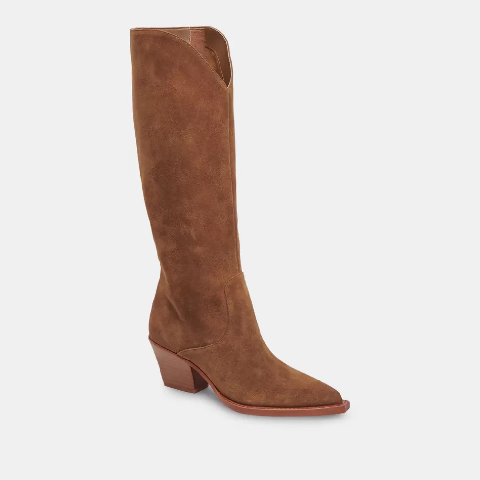 DOLCE VITA Raj Wide Calf Boots Brown Suede