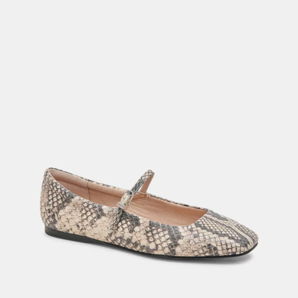 DOLCE VITA Reyes Ballet Flats Black White Snake Embossed