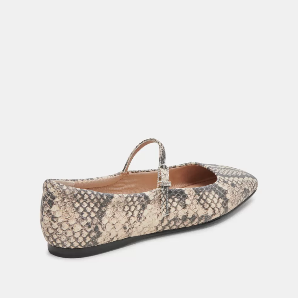 DOLCE VITA Reyes Ballet Flats Black White Snake Embossed
