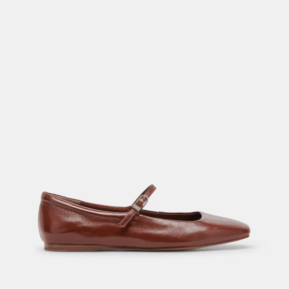 DOLCE VITA Reyes Ballet Flats Brown Crinkle Patent