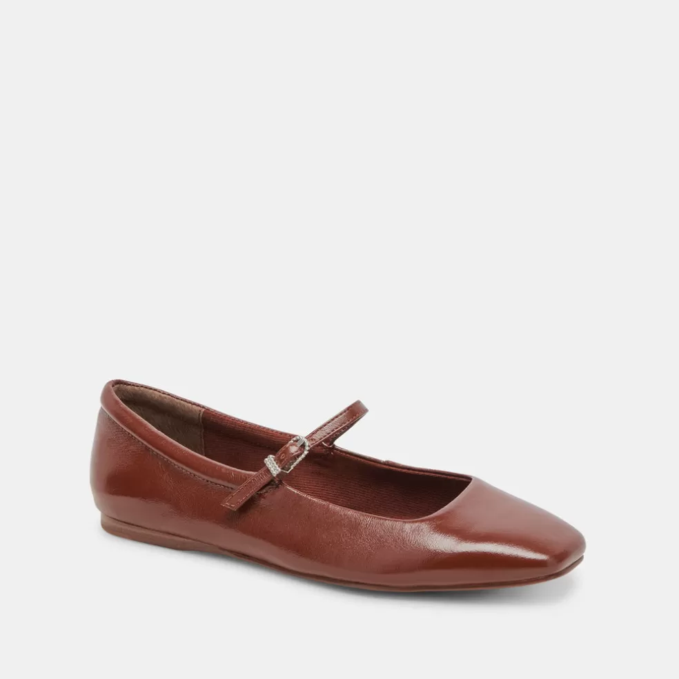 DOLCE VITA Reyes Ballet Flats Brown Crinkle Patent