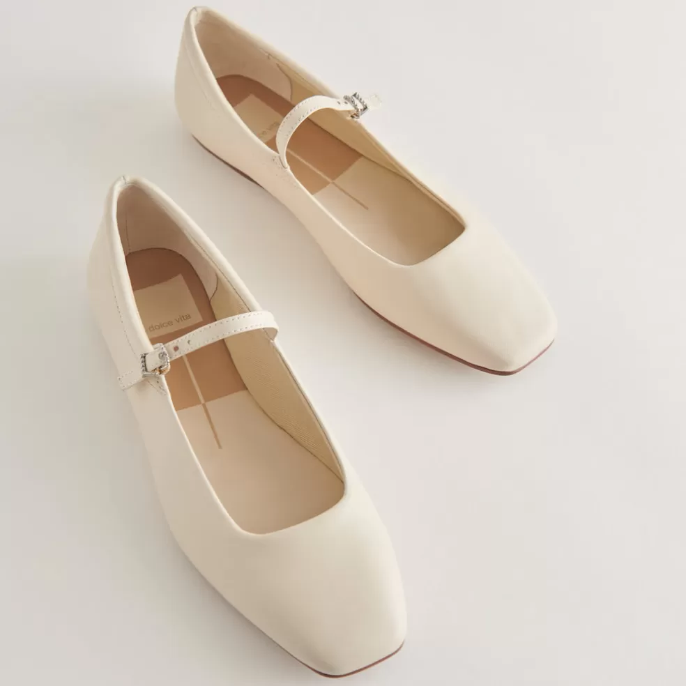 DOLCE VITA Reyes Ballet Flats Ivory Leather