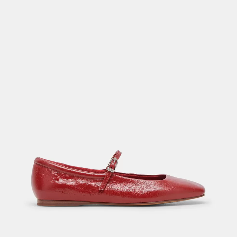 DOLCE VITA Reyes Ballet Flats Red Crinkle Patent