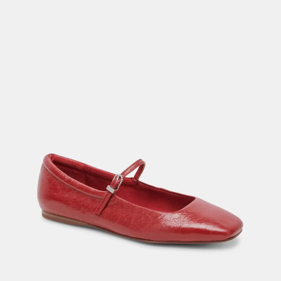 DOLCE VITA Reyes Ballet Flats Red Crinkle Patent