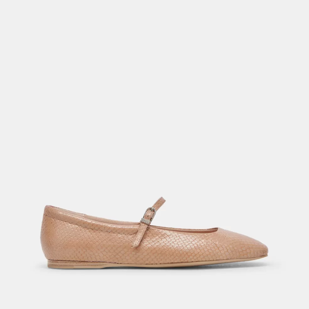 DOLCE VITA Reyes Ballet Flats Toffee Snake Embossed