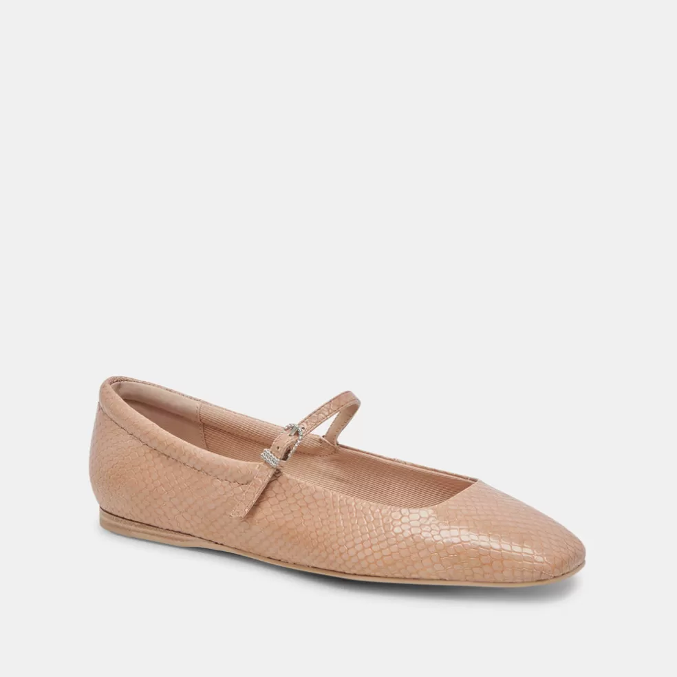 DOLCE VITA Reyes Ballet Flats Toffee Snake Embossed