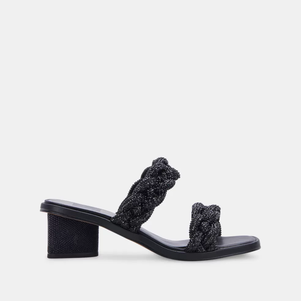 DOLCE VITA Ronin Rhinestone Sandals Black Rhinestone