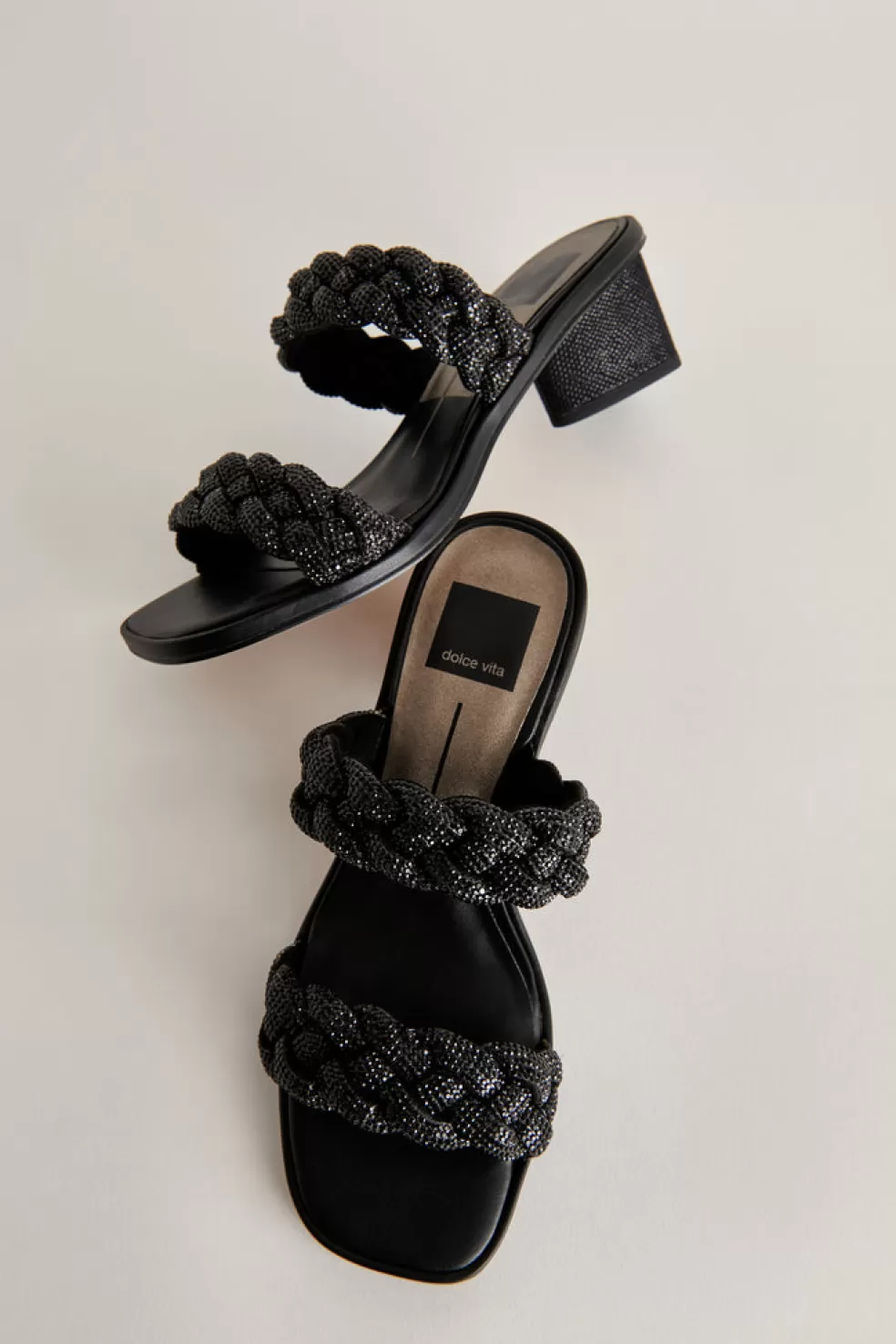 DOLCE VITA Ronin Rhinestone Sandals Black Rhinestone