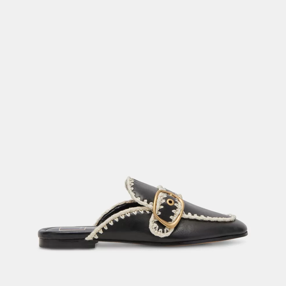 DOLCE VITA Santel Stitch Flats Black Leather