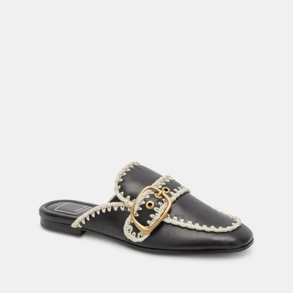 DOLCE VITA Santel Stitch Flats Black Leather