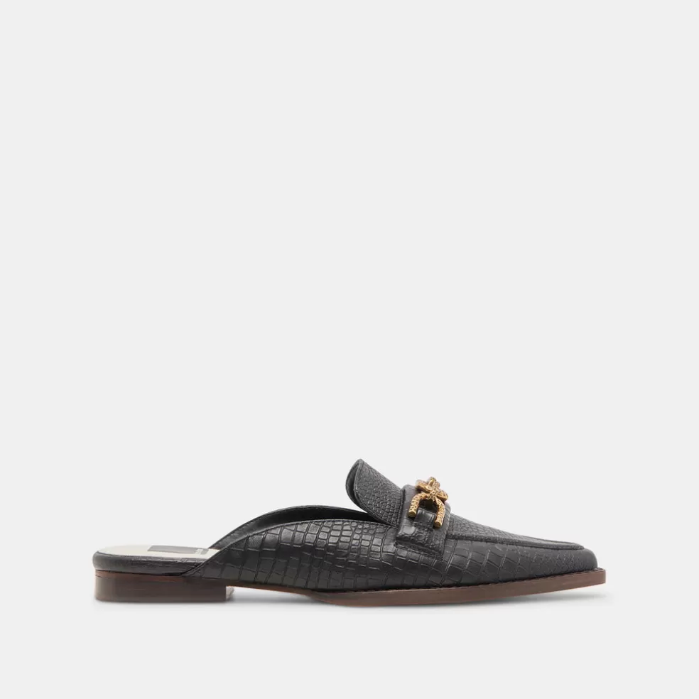 DOLCE VITA Sidon Flats Noir Embossed Leather