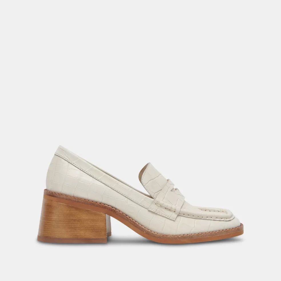 DOLCE VITA Talie Loafers Ivory Embossed Leather