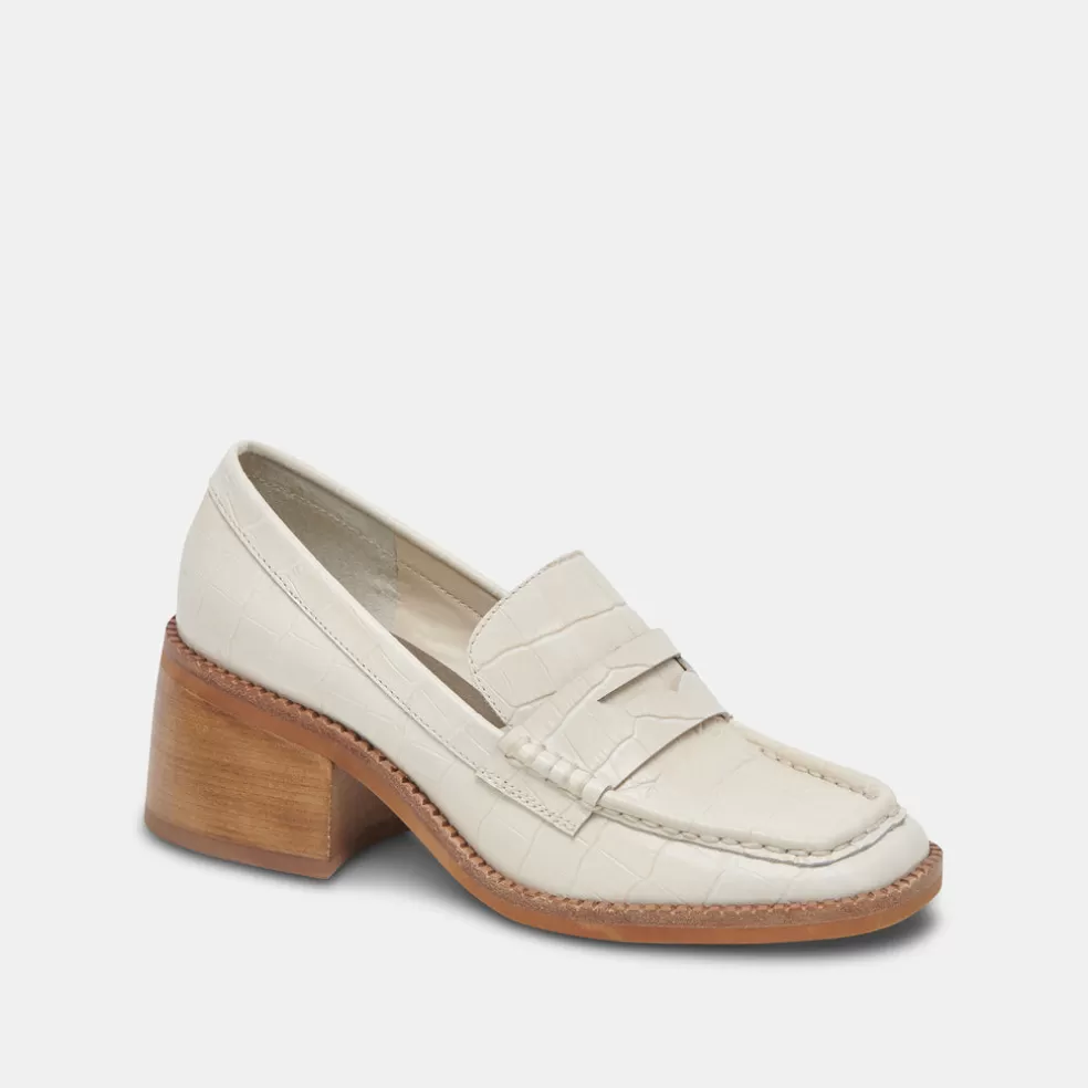 DOLCE VITA Talie Loafers Ivory Embossed Leather