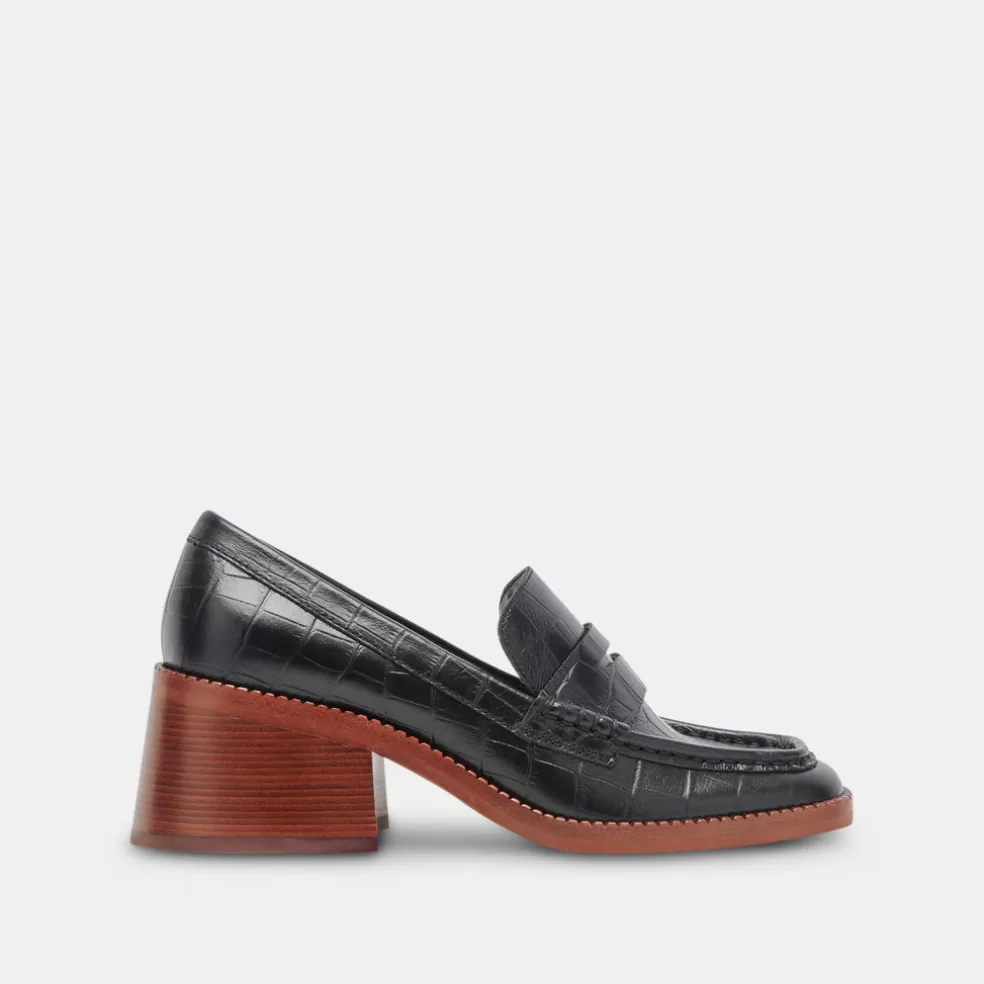 DOLCE VITA Talie Loafers Noir Embossed Leather