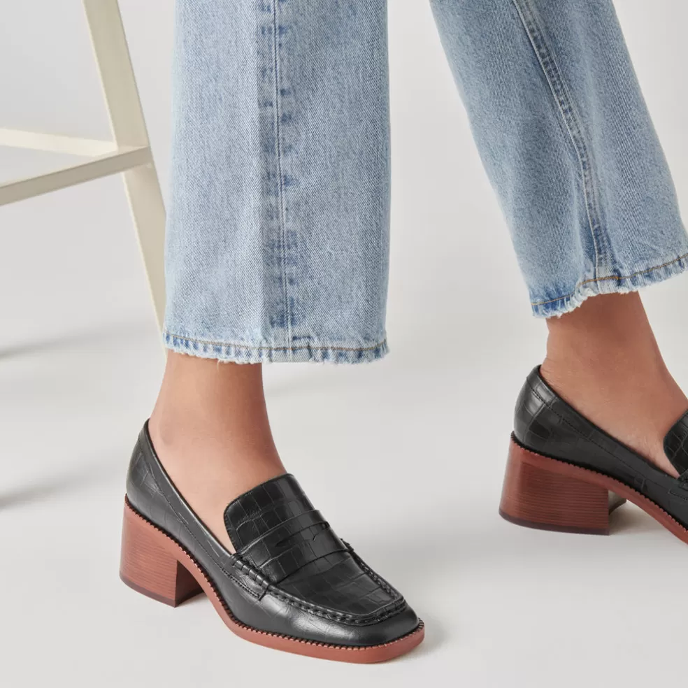 DOLCE VITA Talie Loafers Noir Embossed Leather