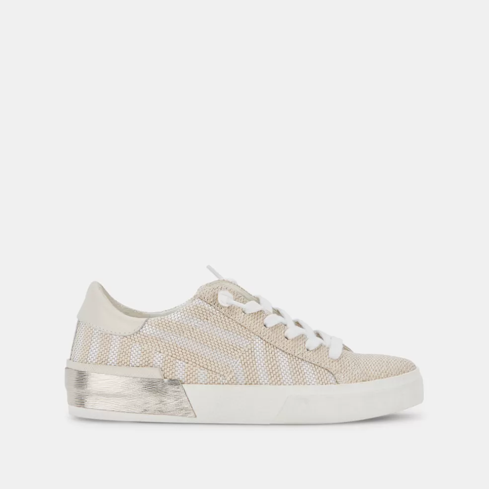 DOLCE VITA Zina Patch Sneakers White Stripe Raffia